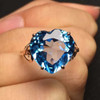 Fine Jewelry Customized Size Real 18K Rose Gold AU750 100% Natural Swiss Blue Topaz Gemstone Female Rings for Women Fine Ring