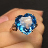 Fine Jewelry Customized Size Real 18K Rose Gold AU750 100% Natural Swiss Blue Topaz Gemstone Female Rings for Women Fine Ring