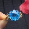 Topaz Ring Fine Jewelry Real 18 K Rose Gold AU750 Jewellery 100% Natural Blue Topaz Gemstone Female Rings for Women Fine Ring
