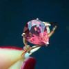 Fine Jewelry Real Pure 18 K Gold AU750 100% Natural Red Tourmaline Gemstone 2.8ct Female Rings Brazil Origin for Women's Gif