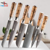 FINDKING 6 PCS knives set AUS-10 Damascus Steel Sapele Wood Handle Arrow Pattern Damascus Knife Set 67 layers Chef kitchen Knife