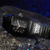 OUPAI Black Ceracmic Rectangle Men Watch with Calendar Business Tonneau Luminous Hands Water Resistant Couple Watch