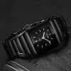 OUPAI Black Ceracmic Rectangle Men Watch with Calendar Business Tonneau Luminous Hands Water Resistant Couple Watch