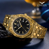 ONOLA vintage carved watch man waterproof Original steel band wristwatch fashion classic designer luxury brand golden mens watch