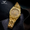 ONOLA vintage carved watch man waterproof Original steel band wristwatch fashion classic designer luxury brand golden mens watch