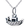 GNX0606 925 Sterling Silver Jewelry Vintage Classic Boat Pendants Necklaces Crystal CZ Necklace Fashion Jewelry For Women