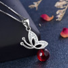 925 Sterling Silver Necklace Bow Crystal Zircon Pendant Necklace Women Jewelry Fashion Collocation