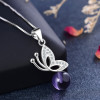 925 Sterling Silver Necklace Bow Crystal Zircon Pendant Necklace Women Jewelry Fashion Collocation