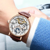 KINYUED Skeleton Watches Mechanical Automatic Watch Men Tourbillon Sport Clock Casual Business Moon Wrist Watch Relojes Hombre 
