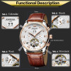 KINYUED Skeleton Tourbillon Mechanical Watch Men Automatic Classic Rose Gold Leather Mechanical Wrist Watches Reloj Hombre 2019