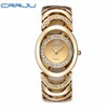 CRRJU Watches Women Top Luxury Brand Crystal Gold Ladies Quartz Wristwatches Bracelet Steel Watch Relogio Feminino Relojes Mujer