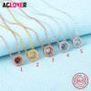 AAA Crystal Necklace 925 Silver Women's Round Pendant Necklace Female Fine Jewelry
