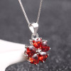 925 Sterling Silver Necklace Ruby Crystal Pendant Silver Chain Jewelry Accessories