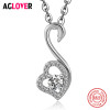 Charm Heart Necklace 100% Sterling Silver Woman Fashion Swan Pendant 925 Silver Necklace High Quality Crystal Female Jewelry