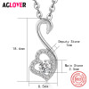 Charm Heart Necklace 100% Sterling Silver Woman Fashion Swan Pendant 925 Silver Necklace High Quality Crystal Female Jewelry