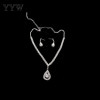 Silver Color Wedding Jewelry Sets Clear CZ Zircon Water Drop Pendant Choker Necklace Earrings For Women Mother's Day Gift