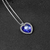 New Hot Fashion Heart Rhinestone Blue Crystal Pendant Necklace Vintage Silver Color Plated Box Chain Choker Necklaces For Woman