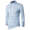 Fashion New Male Shirt Long Sleeve Mens Clothes Oblique Button Dress Shirts Mandarin Collar Men Tuxedo Shirts NZ15