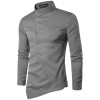 Fashion New Male Shirt Long Sleeve Mens Clothes Oblique Button Dress Shirts Mandarin Collar Men Tuxedo Shirts NZ15