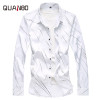 QUANBO Brand 2018 New Autumn Fashion Slim Fit Geometric Print Men Long Sleeve Shirt Casual Male Social Shirts Plus size M-7XL