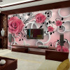 Custom Photo Wallpaper 3D Stereo Pink Flower Circle Wall Mural Modern Simple Wall Cloth Living Room TV Bedroom Backdrop Wall 3 D