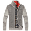 High Quality Men's Sweaters Men Winter Cardigan Warm Thick Velvet Zipper Mandarin Collar Man Casual Clothes Pattern Knitwear