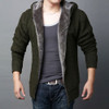 Jacket Men 2019 Winter Thick Velvet Cotton Hooded Sweatercoat Fur Jackets Mens Padded Knitted Casual Sweater Male Cardigan Coats