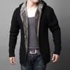 Jacket Men 2019 Winter Thick Velvet Cotton Hooded Sweatercoat Fur Jackets Mens Padded Knitted Casual Sweater Male Cardigan Coats