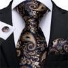  Men Tie Gold Blue Paisley Wedding Tie For Men Hanky CufflinkS Silk Men Tie Set Party Business Fashion DiBanGu Designer MJ-7249