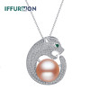 IFFURMON Fine Necklaces Freshwater Pearl Women Pendant 925 Sterling Silver Necklace Party Animal Chain Crystal Jewelry