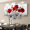 Modern Canvas Painting 5 Pieces Combined Flowers Posters Abstract Red Poppy Canvas Printings Wall Pictures for Living Room