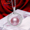 DAIMI 9-10mm Pearl Pendant Necklace Pink Purple Freshwater Pearl Shinny Crystal 925 Silver Necklace Brand Fine Jewelry PFP163