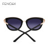 FENCHI White Cat Eye Women Sunglasses High Quality Black Transparent Female Sun Glasses Oculos De Sol Feminino zonnebril dames