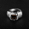 Jewelrypalace Men's Natural Smoky Quartz Black Spinel Anniversary Wedding Ring 925 Sterling Silver