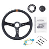 Universal 350mm 14 inch PU & Aluminum Alloy Steering Wheel Car Sport Racing Steering Wheel Drifting Deep Corn Dish