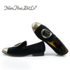 New fashion gold top and metal toe men velvet dress shoes men casual shoes men's flats