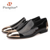 Piergitar 2019 new Black and White Patent Leather men Handmade shoes Party and Wedding men dress shoes Plus size men's loafers