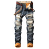  Denim Designer Hole Jeans High Quality Ripped for Men Size 28-38 40 2019 Autumn Winter Plus Velvet HIP HOP Punk Streetwear