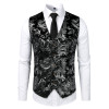 Gold Silver Steampunk Mens Vest Paisley Print Flower Metallic Suit Waistcoat Male Prom Party Disco Dress Vest Tuxedo Gilet Homme