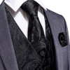 DiBanGu Black Paisley Fashion Wedding Men 100% Silk Waistcoat Vest Ties Pocket Square Cufflinks Set for Suit Tuxedo MJTZ-109