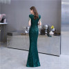 Dark Green Bling Bling Mermaid Slim Prom Dresses Sequins Beading Sexy Fishtail Women Evening Party Gowns Elegant Banquet Dress