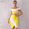 ADYCE 2019 Summer Women Bodycon Bandage Sets Summer Dress Vestidos 2 Two pieces Set Top Slash Neck Celebrity Evening Party Dress