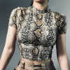 2019 Sexy Crop Top Women Snake Print Tank Top Slim Primer High Collar Vest Harajuku Crop Tank Top T Shirt Femme Girls Camis Tops