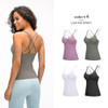 Womens Vest Tops Sexy Plicated Camisole with Pad Breathable Backless Cross Tank Top for Female Sports Fitness Vest Tank