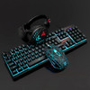  4Pcs Pad USB Computer Waterproof Gaming Mouse Headset Home Illuminated Wired Backlight Desktop Ergonomic Keyboard Set