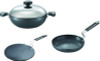 Prestige Build Your Kitchen Stainless Steel Kadhai Set, Set of 3, Black