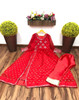 Beautiful Red Designer Suit with Foil Work on Georgette Fabric With Pant