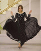 Beautiful Black Designer Suit with Foil Work on Georgette Fabric With Pant