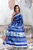 Cotton Mulmul Handblock Print Blue Saree with Blouse