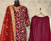 New Designer Kurtis Palazzo With Duptta-Maroon XL,XXL